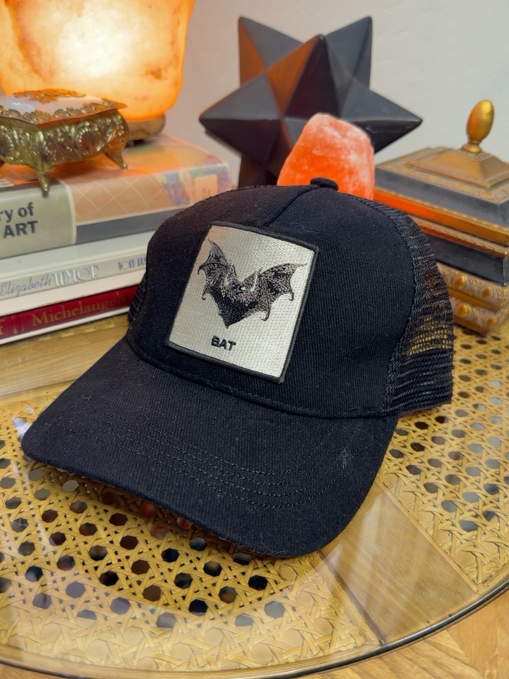 Unbranded Black Bat Patch Mesh Trucker Hat Snapback Gothic